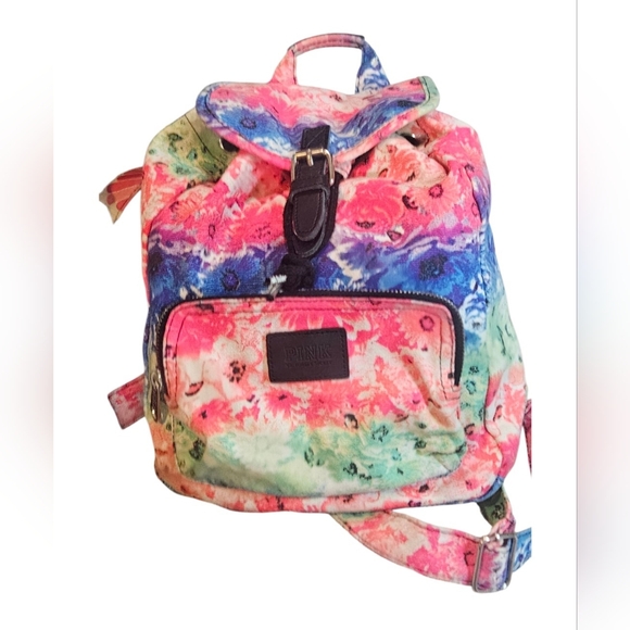 Victoria Secret PINK Backpack Tie Dye Floral Print 11"x14" - Picture 3 of 8